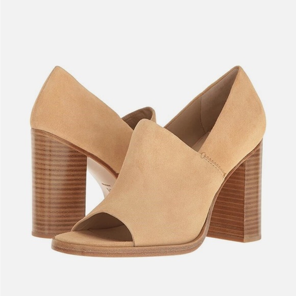 Rag & Bone Myra Peep Toe Suede Heels in Dune NEW - Picture 1 of 14
